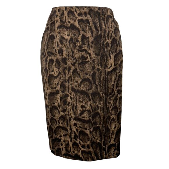 LAFAYETTE 148 NEW YORK Wool Animal Print Pencil Skirt Size 4 Petite - Picture 1 of 8